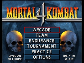 Mortal Kombat 4 title screen for Nintendo 64